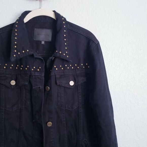 Sanctuary Black Studded Denim Jacket - Picture 3 of 8